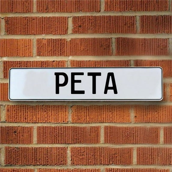 Vintage Parts USA Peta - White Aluminum Street Sign Mancave Euro Plate Name Door Sign Wall