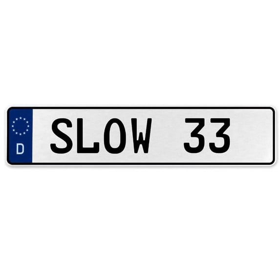Vintage Parts USA SLOW 33 - White Aluminum Street Sign Mancave Euro Plate Name Door Sign Wall Art