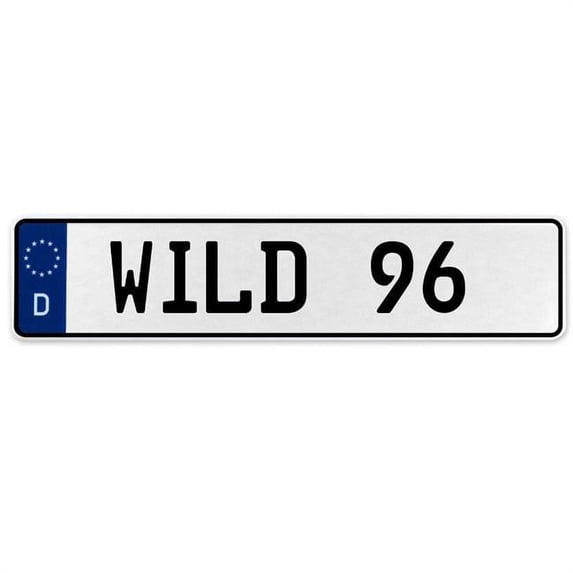 Vintage Parts USA WILD 96 - White Aluminum Street Sign Mancave Euro Plate Name Door Sign Wall Art