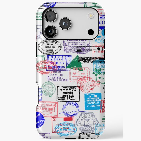 Vintage Passport Stamp Travel for iPhone Case 11 through 17 Pro Max