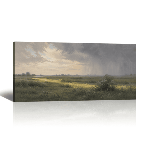 Vintage Pastoral Landscape Canvas Wall Art Rustic Rural Field Picture Print, Tranquil Serene Artwork Modern Oil Paintings for Living Room Bedroom Home Office Decor