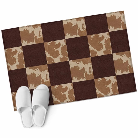 Vintage Patchwork Area Rugs Collection 2'x3', Western Brown Animal Texture Plaid Non Slip Indoor Rectangle Throw Runner Rug Floor Mat Carpet for Living Room Dining Table Bedroom Nursery