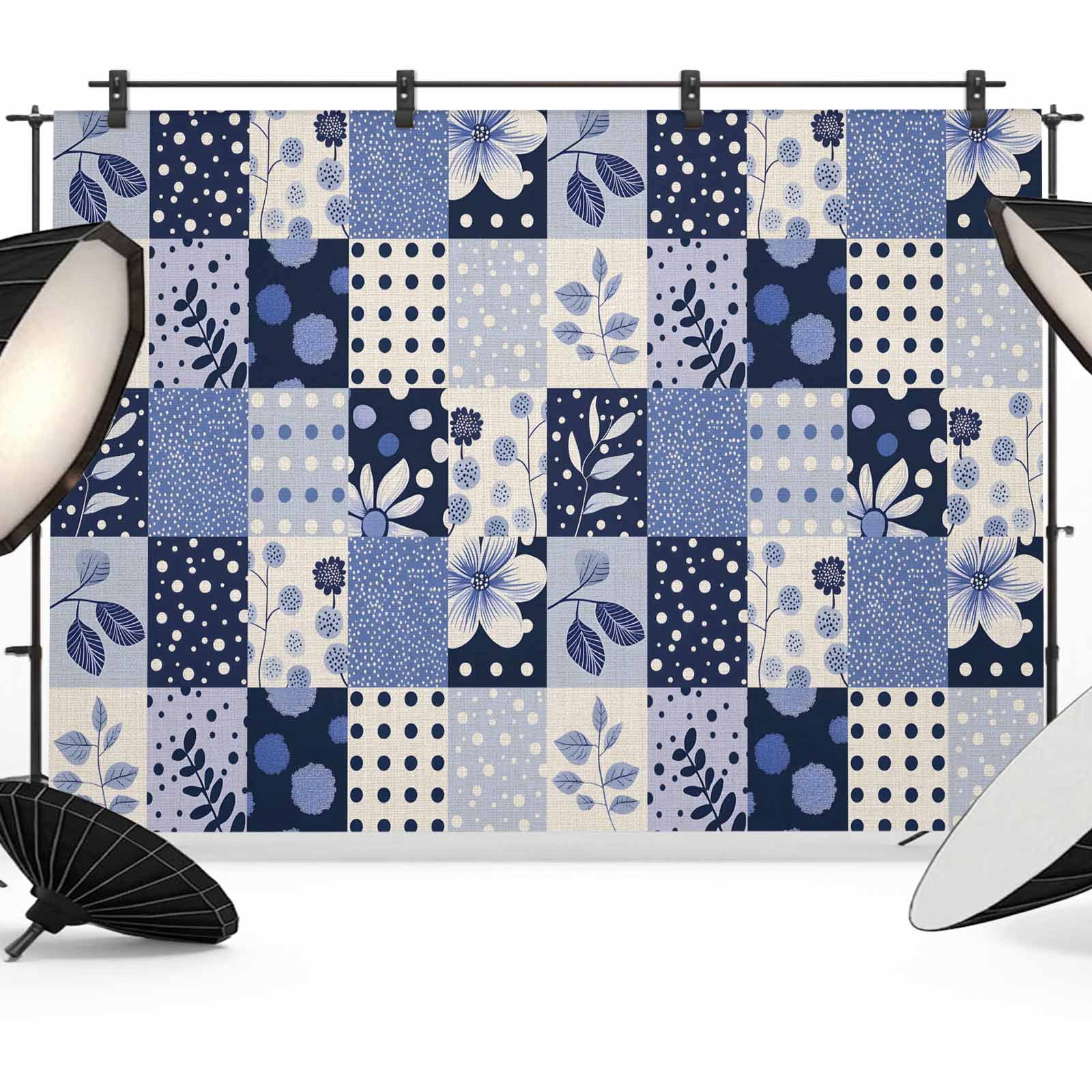 Chekered Backdrops Vintage Patchwork Photography Backdrop 7x5FT, Purple Flowers Checkered ...
