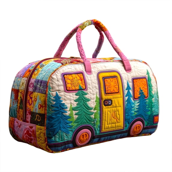 Vintage Patchwork Print Travel Duffel Bag Large Capacity Weekender Tote Shoulder Bag with Adjustable Strap