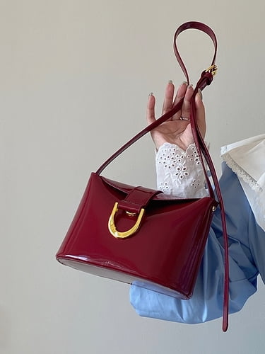 Vintage Patent Leather Women Shoulder Bags Fashion Ladies Hasp Flap Handbag Small Clutch Purse Solid Color Female Crossbody Bags