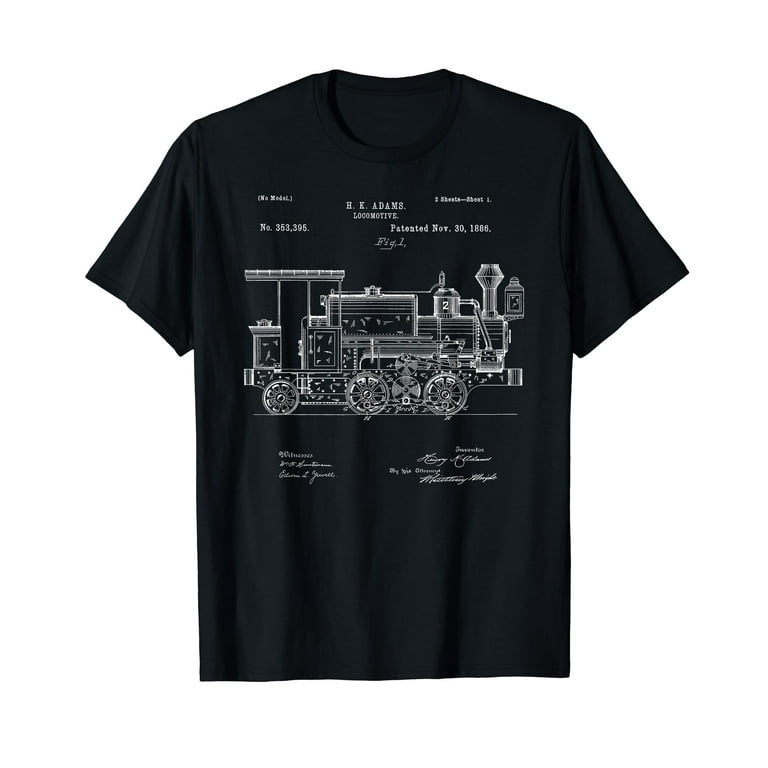 Vintage Patent Print 1886 Locomotive Steam Train T-Shirt Vintage Patent Print 1886 Locomotive Steam Train T-Shirt