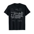 thumbnail image 1 of Vintage Patent Print 1886 Locomotive Steam Train Gift T-Shirt, 1 of 5