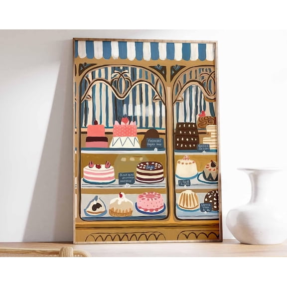 Vintage Patisserie Cafe Food French Bakery Cakes Dessert Wall Art Print, Unframed Paper Poster 8x10in