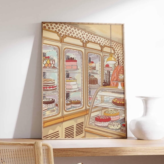 Vintage Patisserie Wall Art, Cafe Print, Food Print, French Bakery Poster, Cakes Poster, Kitchen Decor, Dessert Poster Wall Art, Modern Wall Decor, 12x18 UNFRAMED