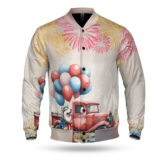 Vintage Patriotic Alaskan Malamute 4th of July Independence Memorial Day All Over Print 3D Baseball Jacket Alaska Mal Dog Lovers Gifts Bomber Jacket Softball - 01006
