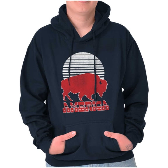 Vintage Patriotic American Buffalo Hoodie Sweatshirt Women Men Brisco Brands L