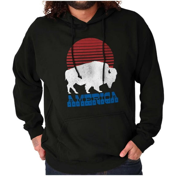 Vintage Patriotic American Buffalo Hoodie Sweatshirt Women Men Brisco Brands M