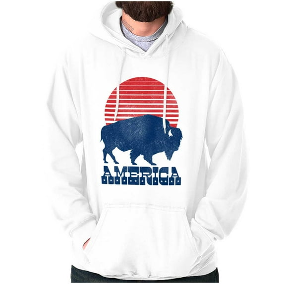 Vintage Patriotic American Buffalo Hoodie Sweatshirt Women Men Brisco Brands S