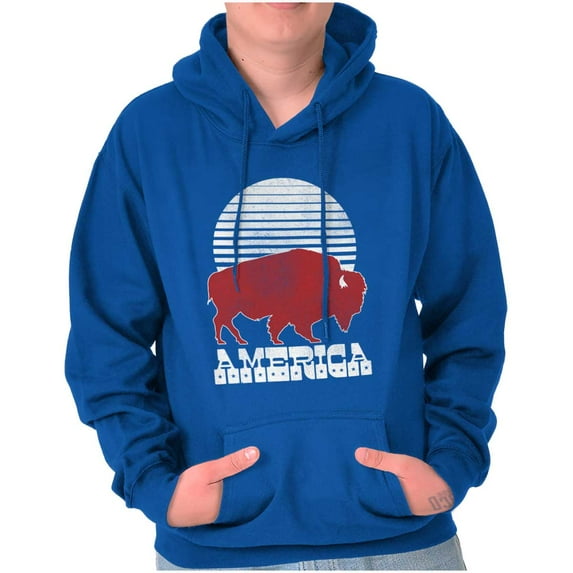 Vintage Patriotic American Buffalo Hoodie Sweatshirt Women Men Brisco Brands S