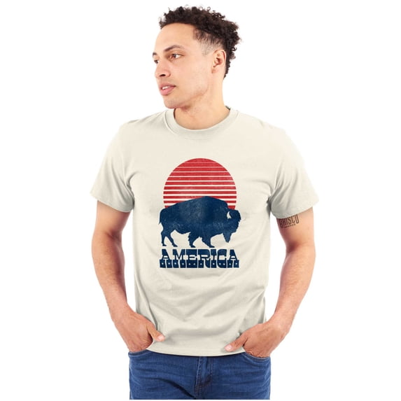 Vintage Patriotic American Buffalo Men's Graphic T Shirt Tees Brisco Brands M