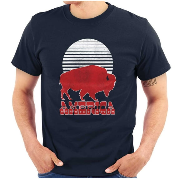Vintage Patriotic American Buffalo Plus Size Crewneck Graphic Tee Shirt Brisco Brands 5X