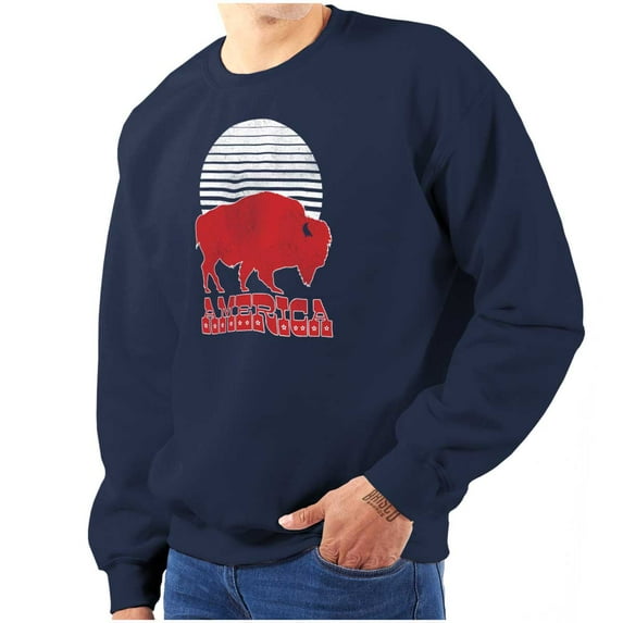 Vintage Patriotic American Buffalo Sweatshirt for Men or Women Brisco Brands L