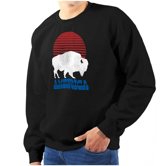 Vintage Patriotic American Buffalo Sweatshirt for Men or Women Brisco Brands L