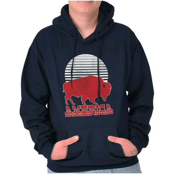 Vintage Patriotic American Buffalo Unisex Plus Fleece Graphic Hoodie Brisco Brands 5X