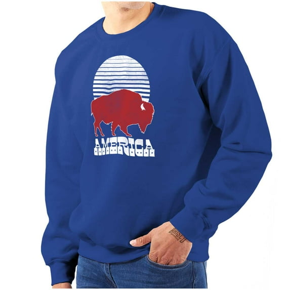 Vintage Patriotic American Buffalo Unisex Plus Fleece Graphic Sweatshirt Brisco Brands 4X