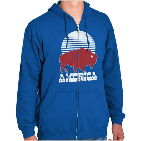 Vintage Patriotic American Buffalo Zip Up Hoodie Men's Women's Brisco Brands X