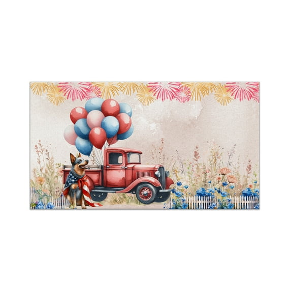 Vintage Patriotic Australian Cattle Dog 4th of July Independence Memorial Day Doormat Heeler Lover Gifts Indoor Outdoor Welcome Mat - 01006