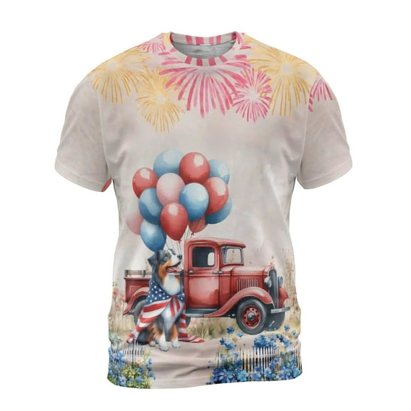 Vintage Patriotic Australian Shepherd 4th of July Independence Memorial Day All Over Print 3D Shirt Unisex Merch Aussie Dog Lover Gifts - 01006