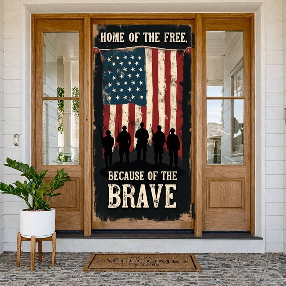 Vintage Patriotic Banner Red White Blue Color Scheme Military Honor Backdrop Distressed Edge Soldier American Spirit Background for Veterans Day Celebration Independence Day Event Patriotic Rally