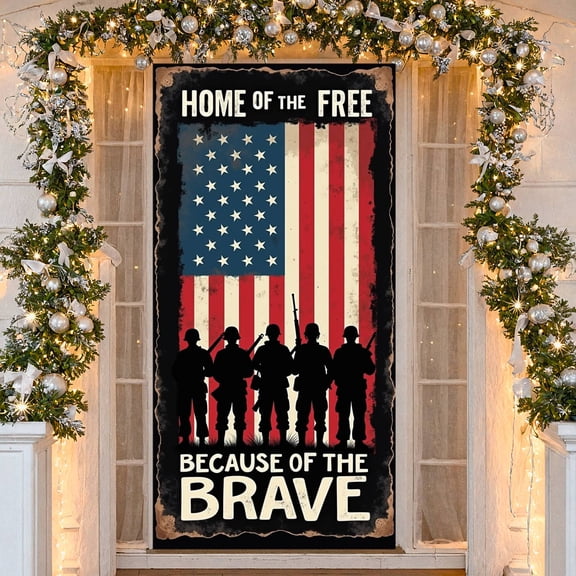 Vintage Patriotic Banner Red White Blue Color Scheme Military Honor Backdrop Distressed Edge Soldier American Spirit Background for Veterans Day Celebration Independence Day Event Patriotic Rally