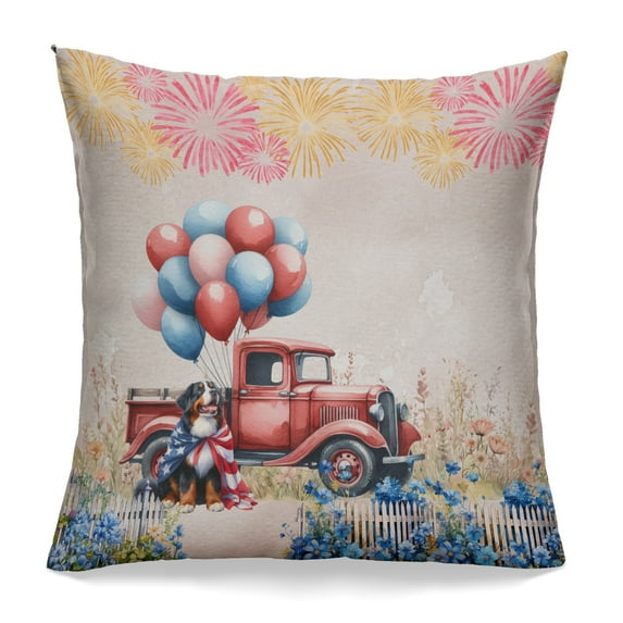 Vintage Patriotic Bernese Mountain Dog 4th of July Independence Memorial Day Pillowcase Double Sided Berner Lover Gifts Pillow Case Covers - 01006