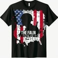Vintage Patriotic Black T Shirt Honoring the Fallen with American Flag