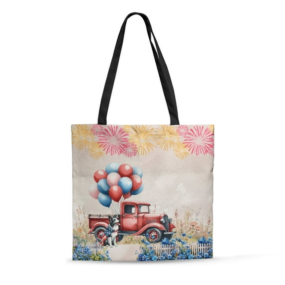 Vintage Patriotic Border Collie 4th of July Independence Memorial Day All Over Print 3D Canvas Tote Bag Borders Dog Lovers Gifts Idea Reusable Handbag - 01006