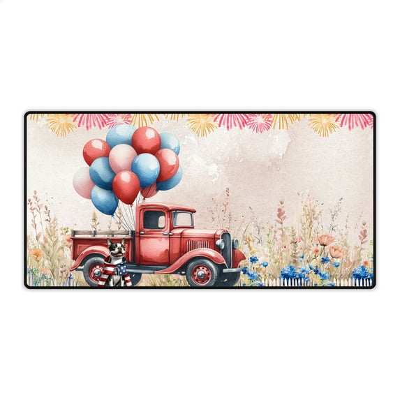 Vintage Patriotic Boston Terrier 4th of July Independence Memorial Day Desk Mat Full Keyboard Mouse Pad Gentleman Dog Lover Gifts Large Mousepad - 01006