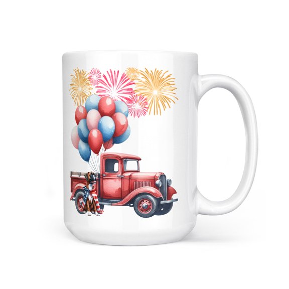 Vintage Patriotic Boxer 4th of July Independence Memorial Day Mug Boxers Dog Lover Gifts Idea Coffee Tea Cup - 01006