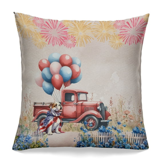 Vintage Patriotic Bulldog 4th of July Independence Memorial Day Pillowcase Double Sided Dog Lover Gifts Idea Pillow Case Covers - 01006