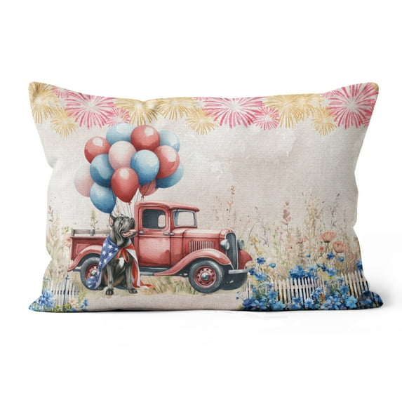 Vintage Patriotic Cane Corso 4th of July Independence Memorial Day Pillow Cushion Double Sided Italian Mastiff Dog Lover Gifts Idea Throw Pillow - 01006