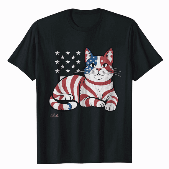 Vintage Patriotic Cat - US Flag and Kitten Lover Gift T-Shirt