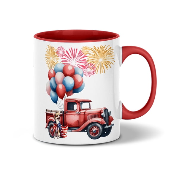 Vintage Patriotic Chihuahua 4th of July Independence Memorial Day 11oz Accent Two-tone Mug Dog Lover Gifts Idea Coffee Tea Cup - 01006