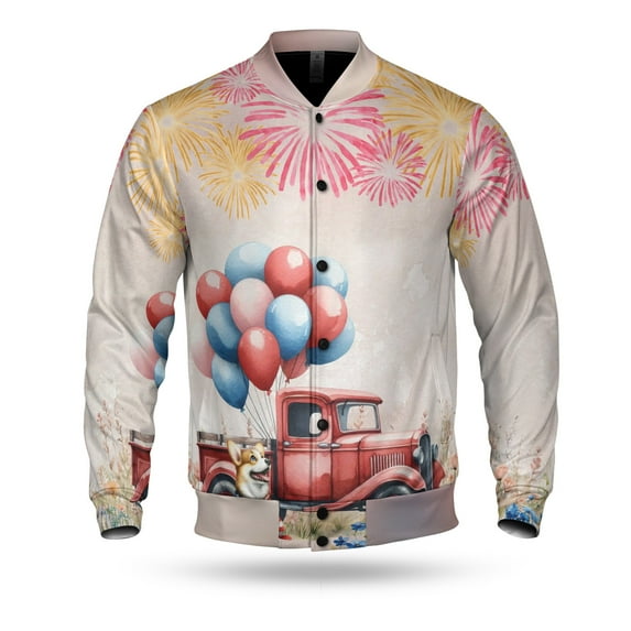 Vintage Patriotic Corgi 4th of July Independence Memorial Day All Over Print 3D Baseball Jacket Welsh Corgi Dog Lover Gifts Idea Bomber Jacket Softball - 01006
