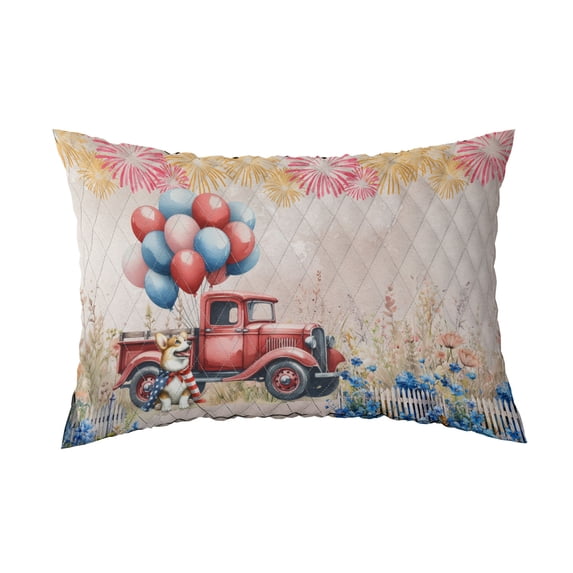 Vintage Patriotic Corgi 4th of July Independence Memorial Day Quilt Pillowcase Welsh Corgi Dog Lover Gifts Idea Throw Pillow Cover Bed Home Decor - 01006