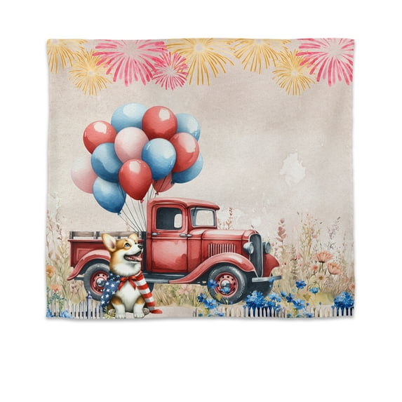 Vintage Patriotic Corgi 4th of July Independence Memorial Day Tapestry Welsh Corgi Dog Lover Gifts Idea Wall Hanging Backdrop Home Decor - 01006