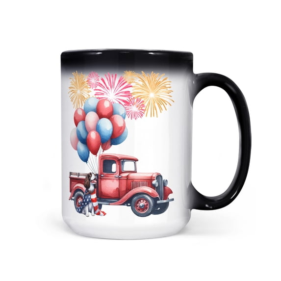 Vintage Patriotic English Springer Spaniel 4th of July Independence Day Heat Color Changing Mug Springers Dog Lover Gifts Magic Coffee Mug - 01006