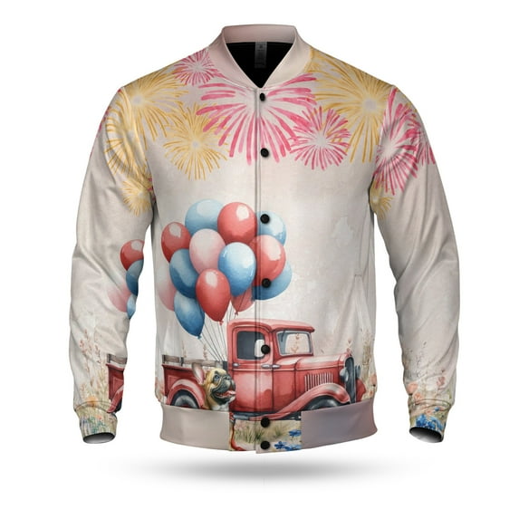 Vintage Patriotic French Bulldog 4th of July Independence Memorial Day All Over Print 3D Baseball Jacket Dog Lover Gifts Bomber Jacket Softball - 01006