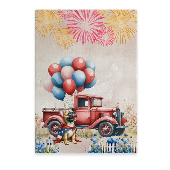 Vintage Patriotic French Bulldog 4th of July Independence Memorial Day Vertical Matte Canvas Poster Dog Lover Gifts Wall Art Home Decor - 01006