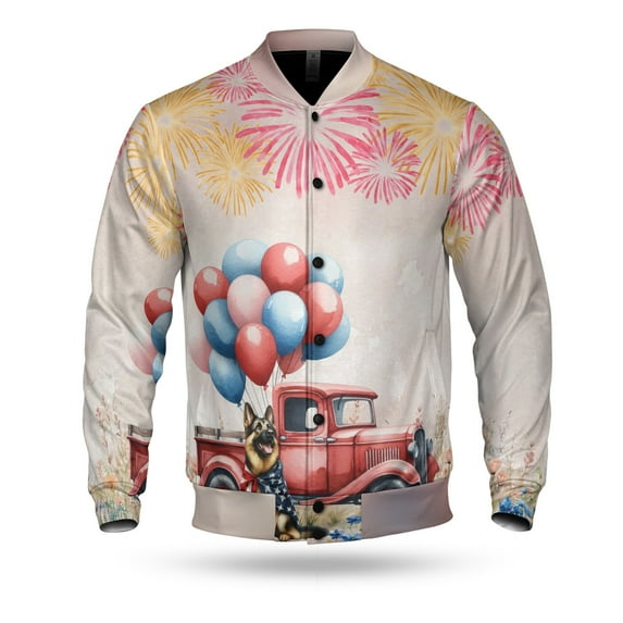 Vintage Patriotic German Shepherd 4th of July Independence Memorial Day All Over Print 3D Baseball Jacket Alsatian Dog Lover Gifts Bomber Jacket Softball - 01006