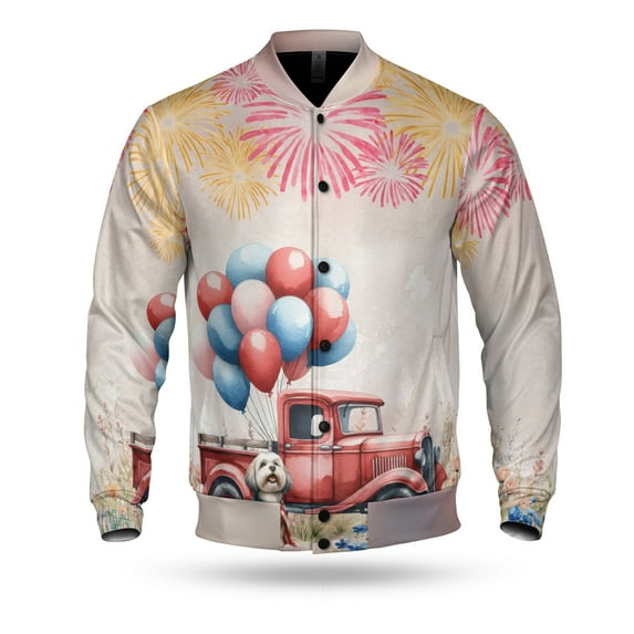 Vintage Patriotic Havanese 4th of July Independence Memorial Day All Over Print 3D Baseball Jacket Havanese Dog Lover Gifts Idea Bomber Jacket Softball - 01006