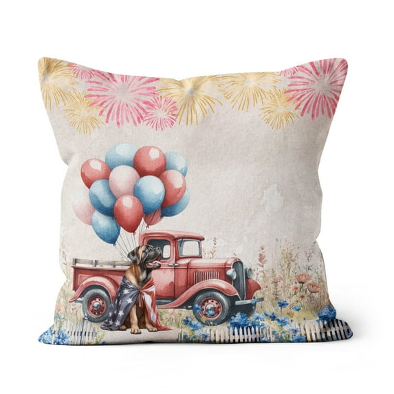 Vintage Patriotic Mastiff 4th of July Independence Memorial Day Pillow Cushion Double Sided Mastiffs Dog Lover Gifts Idea Throw Pillow - 01006