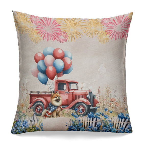Vintage Patriotic Pomeranian 4th of July Independence Memorial Day Pillowcase Double Sided Pom Dog Lover Gifts Pillow Case Covers - 01006