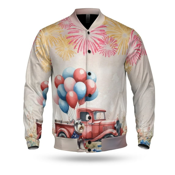 Vintage Patriotic Schnauzer 4th of July Independence Memorial Day All Over Print 3D Baseball Jacket Miniature Schnauzer Dog Lover Bomber Jacket Softball - 01006