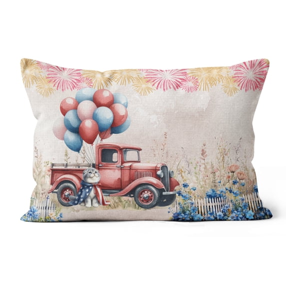 Vintage Patriotic Scottish Fold 4th of July Independence Memorial Day Pillow Cushion Double Sided Cat Lover Kitten Owner Gifts Throw Pillow - 01006
